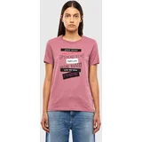 Diesel T-shirt - TSILYV20 pink with inscriptions