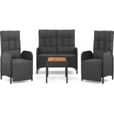  4-dijelni vrtni blagovaonski set od poliratana s jastucima crni | shoptok.hr