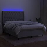  Krevet box spring s madracem LED svjetlosivi 140x200 cm tkanina | shoptok.hr