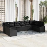  Sjedeća garnitura za vrt 10 kom. Crna poliratan 344 x 178,5 x 69 cm | Shoptok.si