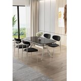 Hanah home Set trpezarijskog stola i stolica (5 delova) Olya Black Marble Chrome Black | Eponuda.com
