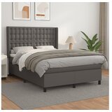 vidaXL Box spring postelja z vzmetnico siv 140x200 cm umetno Cene