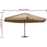  Zunanji senčnik z aluminijastim drogom 600 cm taupe | Shoptok.si