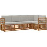  Sekcijska garnitura s jastukom 5 pcs Prirodna i svijetlo siva | shoptok.hr