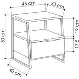 Hanah home Noćni Ormarić Pal 45x50x41cm Bijelo-Crni | Eponuda.ba