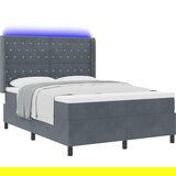 vidaXL Box Spring postelja z vzmetnico in LED temno siva 140x190 cm žamet | Shoptok.si