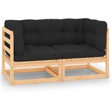 vidaXL Vrtni kotni kavč z blazinami 2 kosa trdna borovina | Shoptok.si