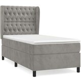 Box spring postelja z vzmetnico svetlo siva 90x200 cm žamet, (20789887) | Shoptok.si