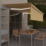 vidaXL Avtomatska tenda s senčilom LED + senzor 5x3 m rumena in bela Cene