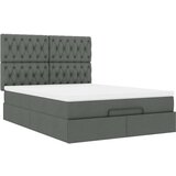 vidaXL Otomanski posteljni okvir z vzmetnico siv 140x200 cm blago | Shoptok.si