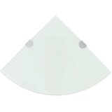 vidaXL Kotna Polica s Kromirano Podporo Steklo Bela 35x35 cm Cene