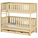 Molarem Home Drveni dječji krevet na kat Lea s tri kreveta i ladicom - svijetlo drvo - 160x80 cm - Bez madraca | shoptok.hr