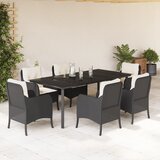 vidaXL 7-dijelni vrtni blagovaonski set s jastucima crni od poliratana | shoptok.hr