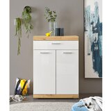 CARRYHOME omara za čevlje hrast artisan, bela, visoki sijaj | Shoptok.si