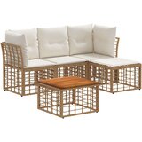  Zunanja garnitura za sedenje 5 pcs Naravna in krem bela, (5000270174) | Shoptok.si