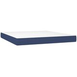 vidaXL Box spring postelja z vzmetnico modra 160x200 cm blago | Shoptok.si