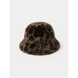 Bucket šešir od umjetnog krzna s leopard uzorkom