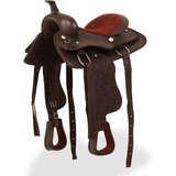 vidaXL Western Sedlo, Uzda i Obujmica Prava Koža 13 " Smeđe | shoptok.hr