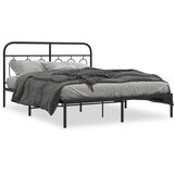 The Living Store Kovinski posteljni okvir z vzglavjem črn 140x190 cm - Posteljni Okvir, (21527051) | Shoptok.si