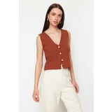 Trendyol Brown Basic Vest Look Premium Yarn/Special Yarn Knitwear Blouse