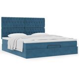 vidaXL Otomanski posteljni okvir z vzmetnicami moder 180x200cm žamet | Shoptok.si