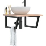  Zidna polica za umivaonik od čelika i masivne hrastovine Smeđa 60 x 60 x 2.5 cm | shoptok.hr