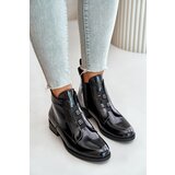S. BARSKI Patent leather ankle boots with zipper insulated flat heel S.Barski black | Eponuda.ba