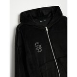 Sinsay Baršunasta hoodie majica s bižuternom aplikacijom | shoptok.hr