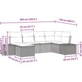  Sjedeća garnitura za vrt 6 kom. Crna poliratan 264 x 154 x 85 cm | Shoptok.si
