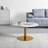 Mömax Klubska Miza Bursa, Bela, Zlata, Marmor, Ø 80cm | Shoptok.si