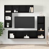  Set TV komoda 4 kom. Crni hrast Konstruirano drvo Crna 37 x 37 x 142,5 cm | Shoptok.si