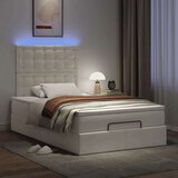 vidaXL Otomanski posteljni okvir z vzmetnico bel 120x190 cm um. usnje | Shoptok.si