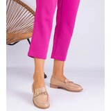 Gemre Beige women's loafers with gold embellishment and rhinestones Mikasa | Shoptok.si