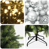  Umjetno božićno drvce s kuglicom 150 cm 150 LED lampica - 150 cm s LED-ima i srebrnim lopticama | shoptok.hr