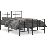 Maison Chic Kovinski Posteljni okvir - Dvoposteljna postelja - Zakonska postelja z vzglavjem in vznožjem črn 120x190 cm, (21697339) | Shoptok.si