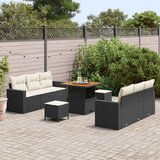  Sjedeća garnitura za vrt 9 kom. 6-Broj sjedala Crna i Krema 80 x 80 x 71 cm | shoptok.hr