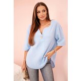 Kesi Włoski Women's muslin shirt with a button blue | Shoptok.si