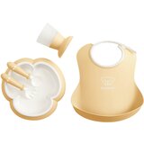 BABYBJORN komplet jedilni set slinček, krožnik, lonček, žlica in vilice Powder Yellow Cene