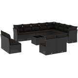  13-dijelni set vrtnih sofa s jastucima poliratan crni | shoptok.hr