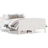 vidaXL Posteljni okvir z vzglavjem bel 140x200 cm trdna borovina | Shoptok.si