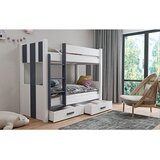 Molarem Home Drveni dječji krevet na kat Arten s ladicom - bijeli - grafit - 190x90 cm - Bez madraca | shoptok.hr
