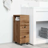 vidaXL Ozka kopalniška omarica s kolesi artisian hrast inženirski les | Shoptok.si