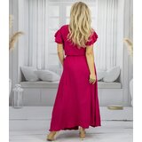 Pri Long dress tied at the waist with short sleeves with frill CELINA | shoptok.hr