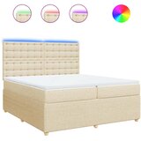  Krevet s oprugama i madracem krem 200 x 200 cm od tkanine | shoptok.hr