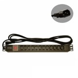  230V razvodni PDU panel 19"/1U sa 12 x C13 utičnih mesta, prekidačem, metalnim kućištem i kablom 1.8m sa C14 utikačem (PDU-12C13-1U-C14) | ePonuda.com
