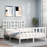 vidaXL Okvir za krevet s uzglavljem bijeli 140x200 cm od masivnog drva Cijene