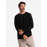 Ombre Men's raglan sweater with ribbed sleeves - black Cene