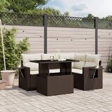  5-dijelni set vrtnih sofa s jastucima poliratan smeđi | shoptok.hr