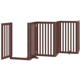 vidaXL Ograda za pse z vrati zložljiva 12 panelov rjava 600 cm les | Shoptok.si