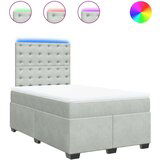 vidaXL Box spring postelja z vzmetnico svetlo siva 120x190 cm žamet | Shoptok.si